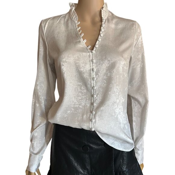 🎄 NWOT 🛍️ Express Silver HOLIDAY Party Cocktail Shirt Slim Fit XS - Picture 2 of 6